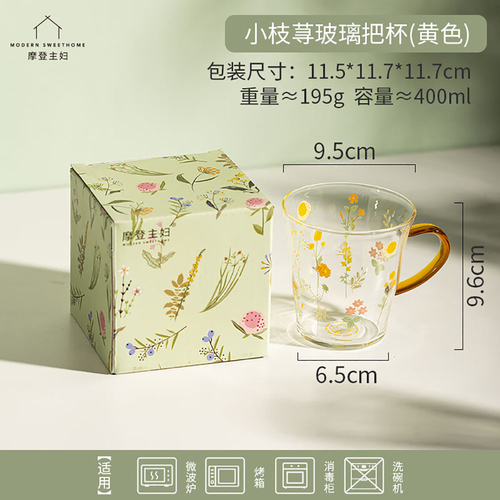 Modern-Housewife-Floral-Glass-Mug-with-Yellow-Handle---400ml-1