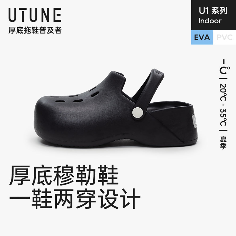 UTUNE-Thick-Soled-Convertible-Mules---Obsidian-Black,-Size-35-36-1