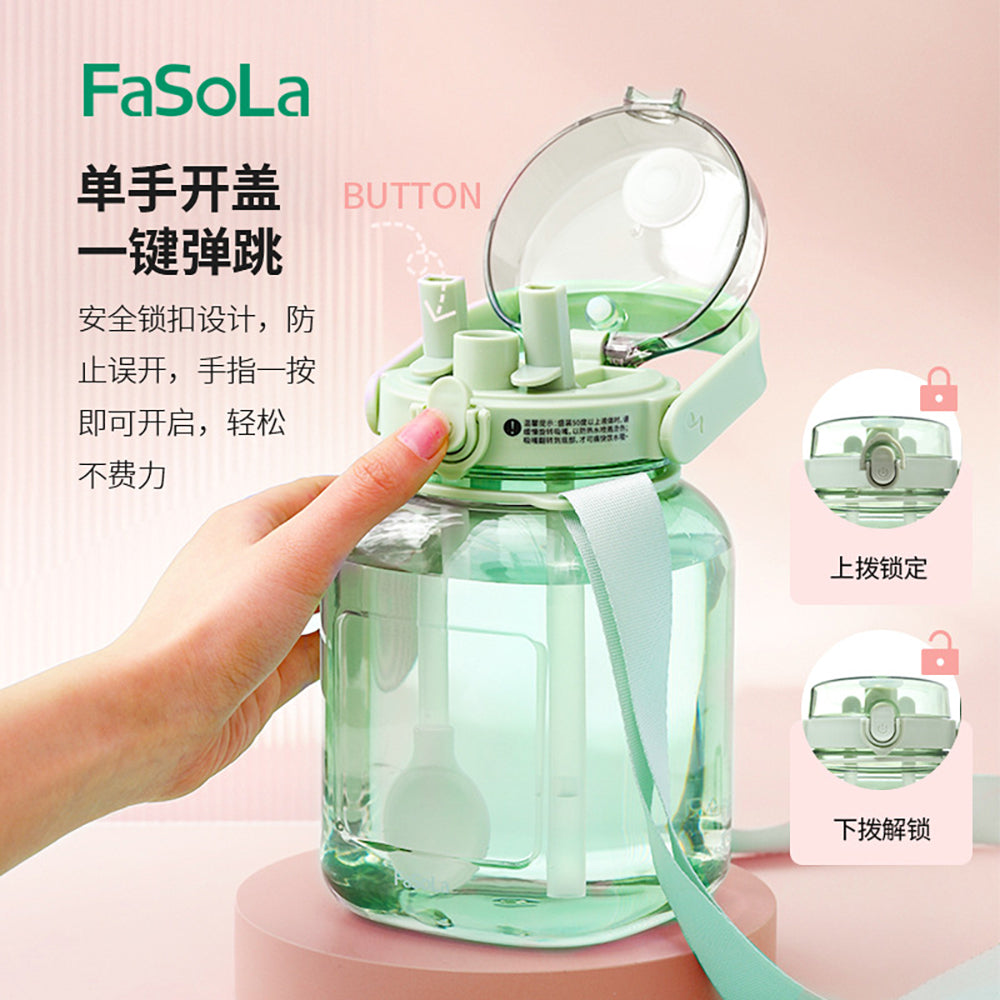 FaSoLa-Triple-Drinking-Spout-Water-Bottle-with-Strap---Pink,-1.3L-1