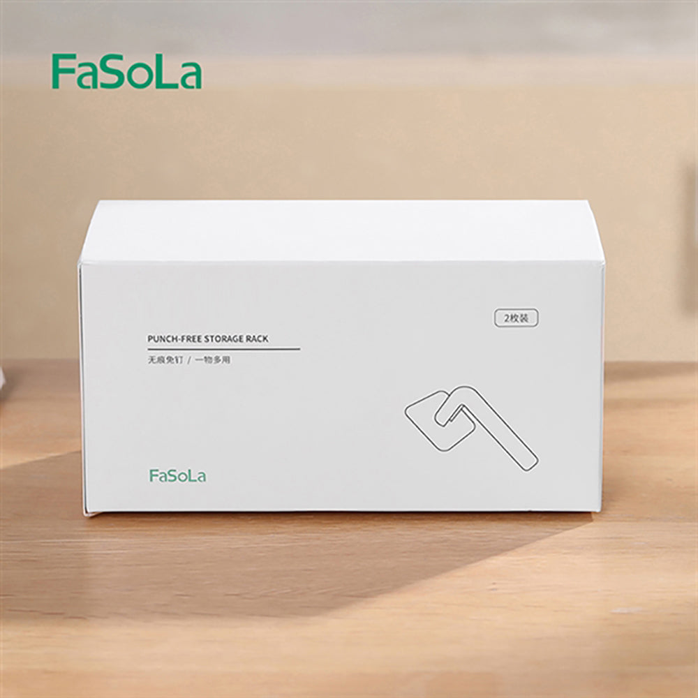 FaSoLa-Punch-Free-Storage-Rack---White,-14.5*7*7cm,-2-Pieces-1