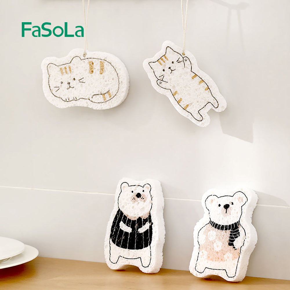 FaSoLa-Compressed-Wood-Pulp-Sponge-for-Kitchen-Cleaning---Cute-Bear-Design,-10.6*7.2cm-1