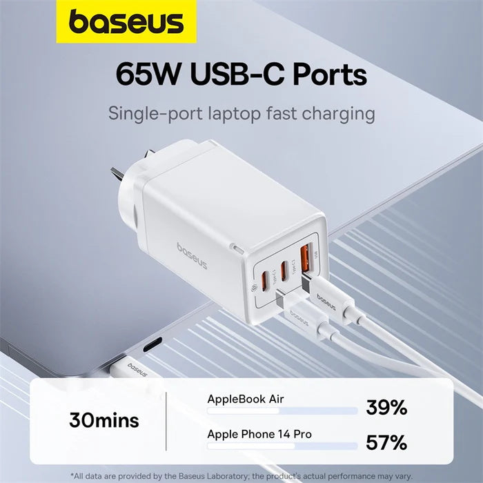 Baseus-GaN5-Pro-Fast-Charger-2C+U-65W---Australian-Plug,-Moon-White-1