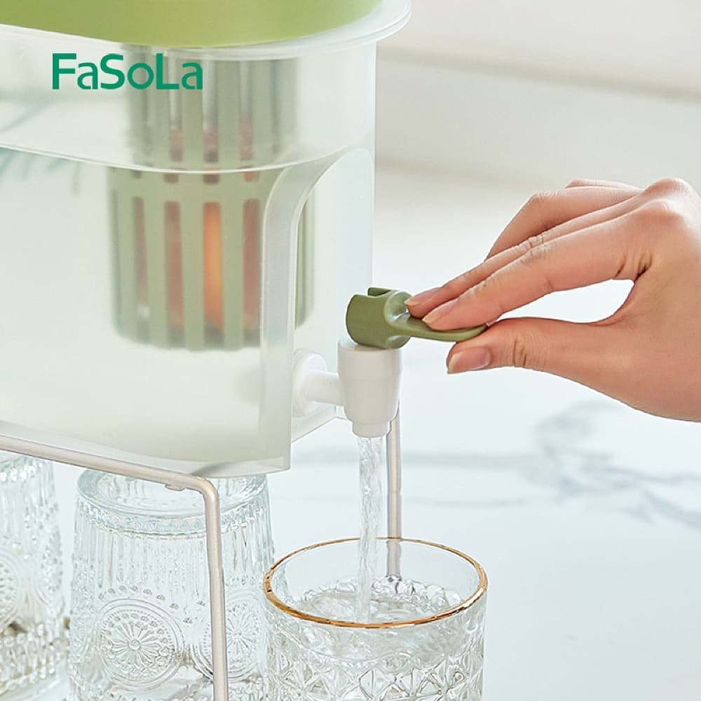 FaSoLa-Household-Transparent-Cold-Water-Pitcher-with-Faucet---Green,-3.9L-1