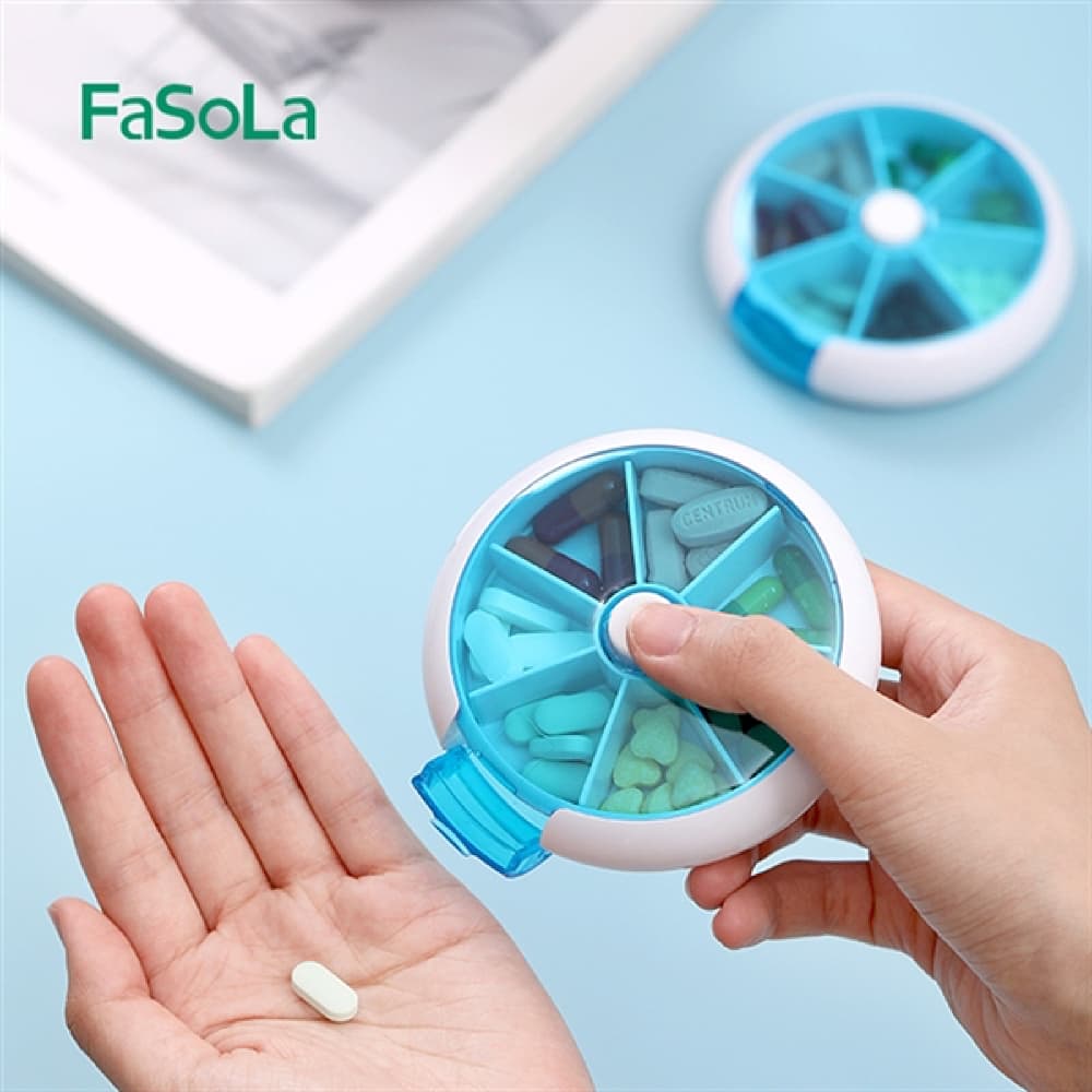 FaSoLa-Rotating-7-Compartment-Pill-Organizer---Blue,-9*2.5cm-1