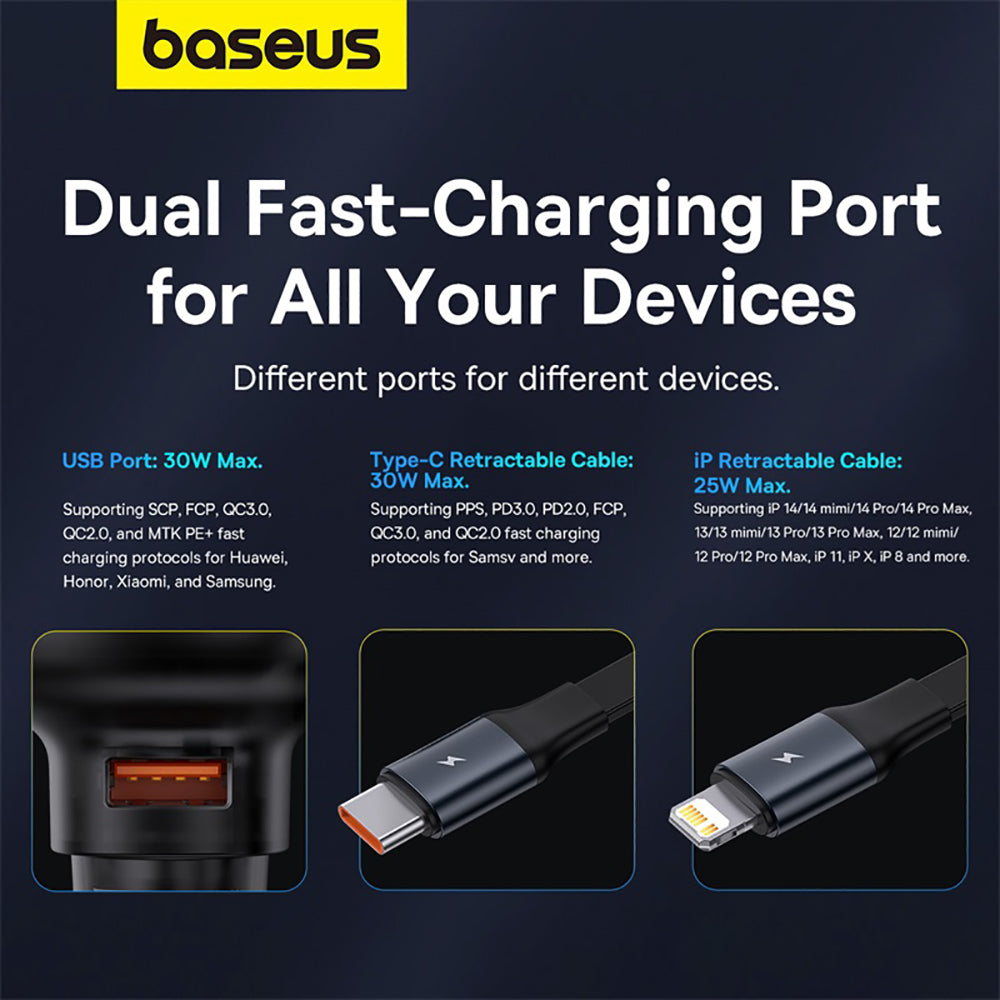 Baseus-Enjoyment-Pro-Car-Charger-with-U+Type-C-Retractable-Cable-60W---Starry-Black-1