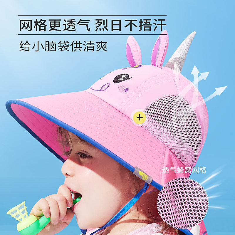 Lemonkid-Kids-Sun-Hat-with-3D-Design---Spectrum-Yellow-Surfing-Dinosaur-(Small)-with-Extra-Wide-Brim-and-Whistle-1
