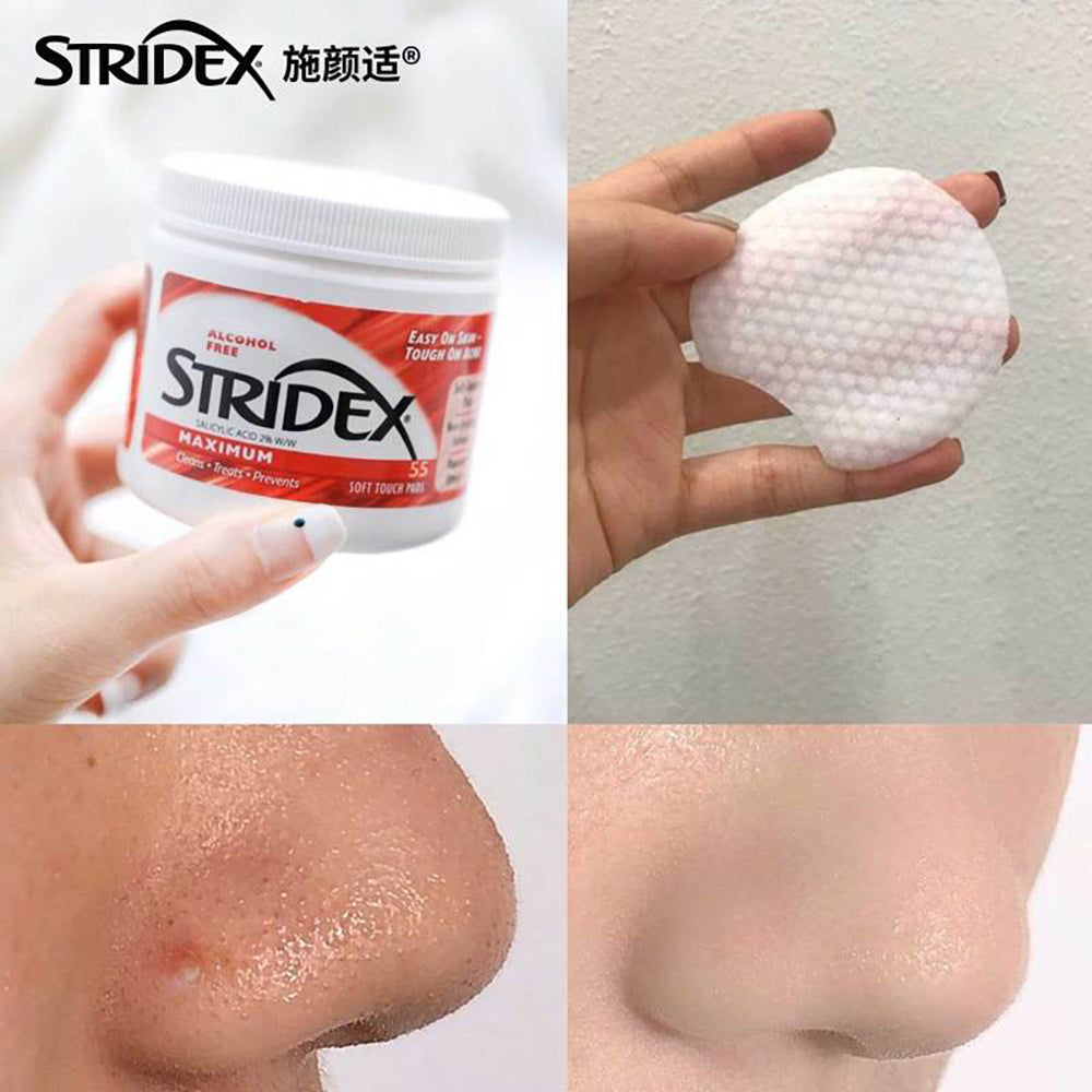 Stridex-2%-Salicylic-Acid-Acne-Cleansing-Pads,-Red-Enhanced-Version,-55-Pieces-1