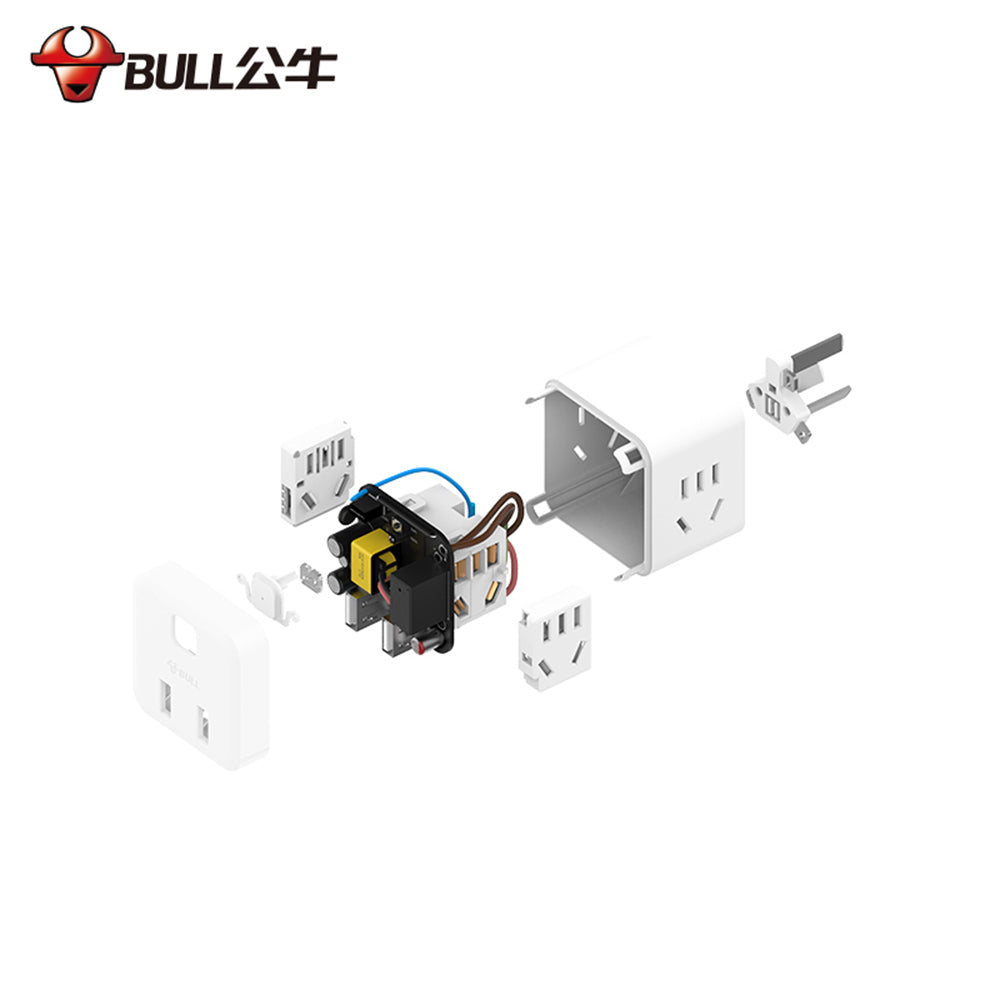 Bull-Brand-Mini-Magic-Cube-Adapter-with-2-Plug-Slots-+-2-USB-Wireless-U9B122---White-1