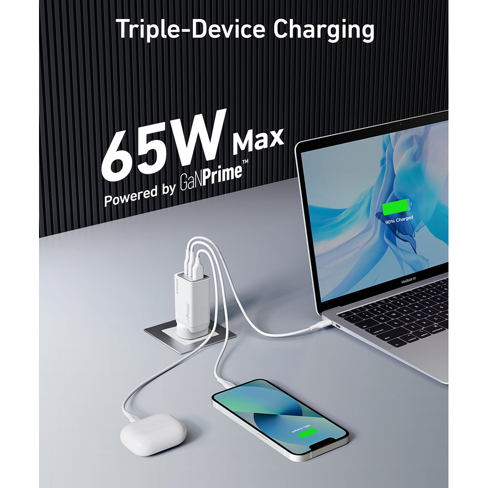 Anker-65W-GaNPrime-Triple-Port-Fast-Charger---White,-AU-Plug-1