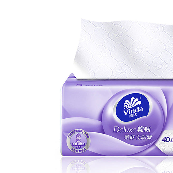 Vinda Soft Cotton Non-Irritating 4D Embossed 3-Ply Tissues, 100 Pulls, Extra Value 6+2 Pack Bundle