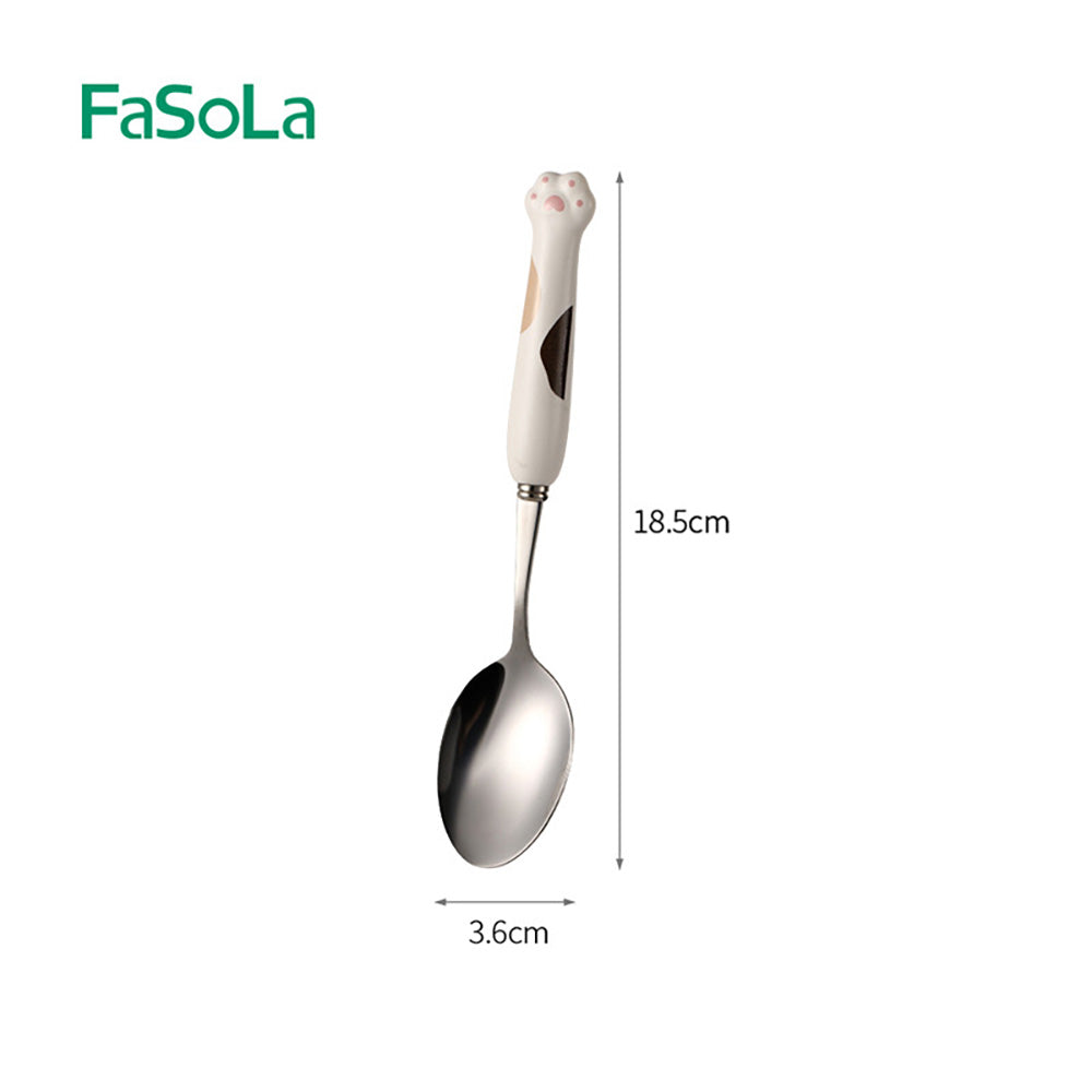 FaSoLa-Ceramic-Cat-Paw-Tableware-White-Spoon-1