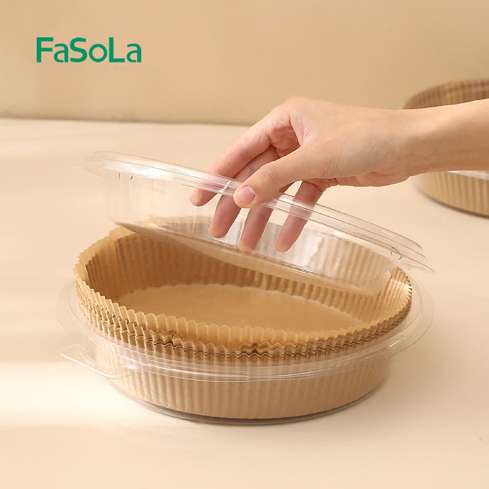 FaSoLa-Air-Fryer-Paper-Liners---Bowl-Shape,-Natural-Wood-Color,-Large,-19.5cm-Diameter,-30-Pieces-1