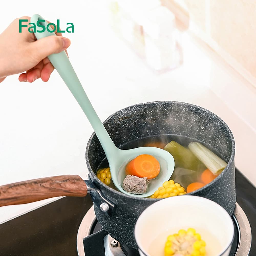 FaSoLa-Silicone-Soup-Ladle---Green,-27.7*8.8cm-1