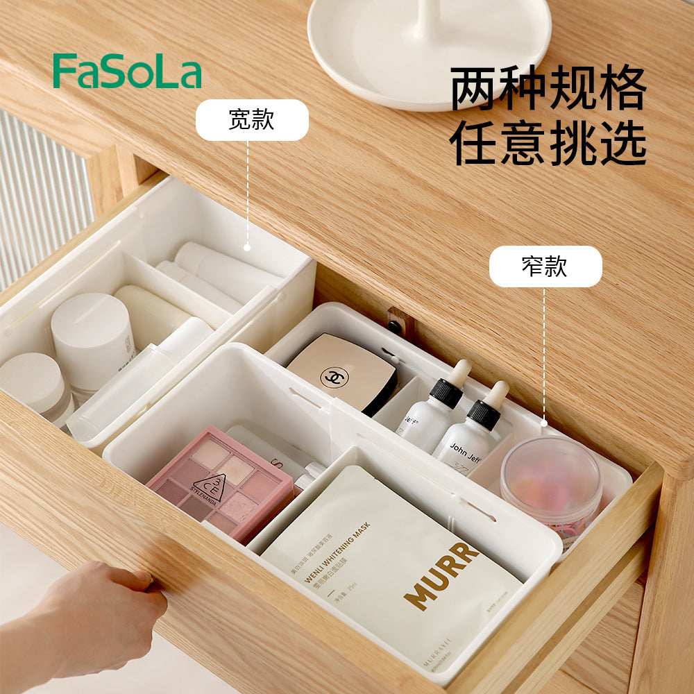 FaSoLa-Adjustable-Drawer-Organizer-Box---White,-Narrow-1