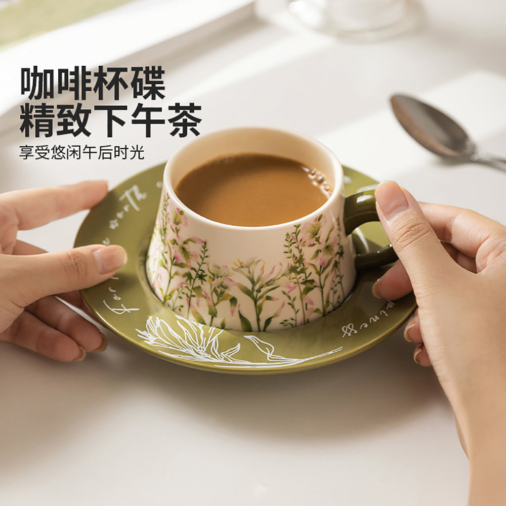 Modern-Housewife-Coffee-Cup-and-Saucer---Pink-Bellflower-Design,-260ml-1