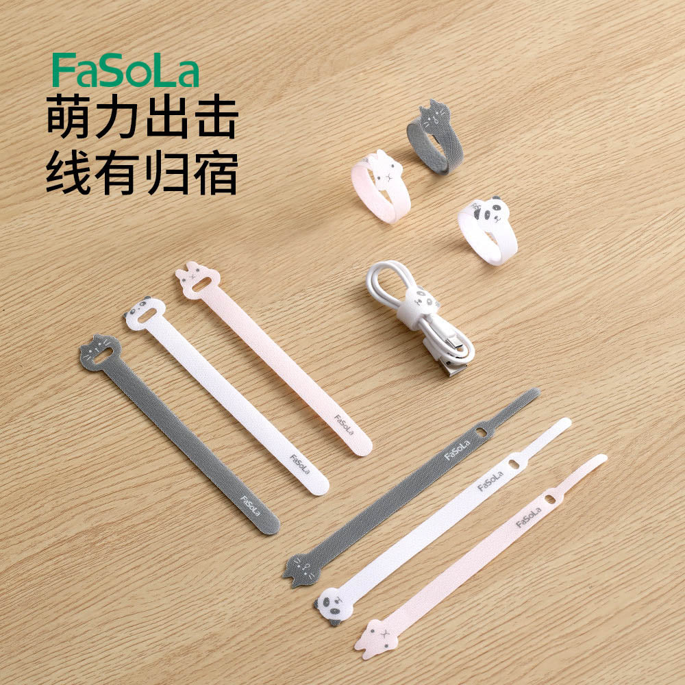 FaSoLa-Cartoon-Cable-Organizer-Clips---White-Panda,-10-Pieces-1