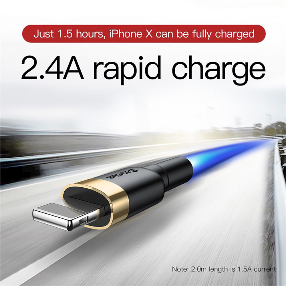 Baseus-Cafule-USB-Cable-for-iPhone-2A-3m---Gold-Shell-&-Black-Cable-1