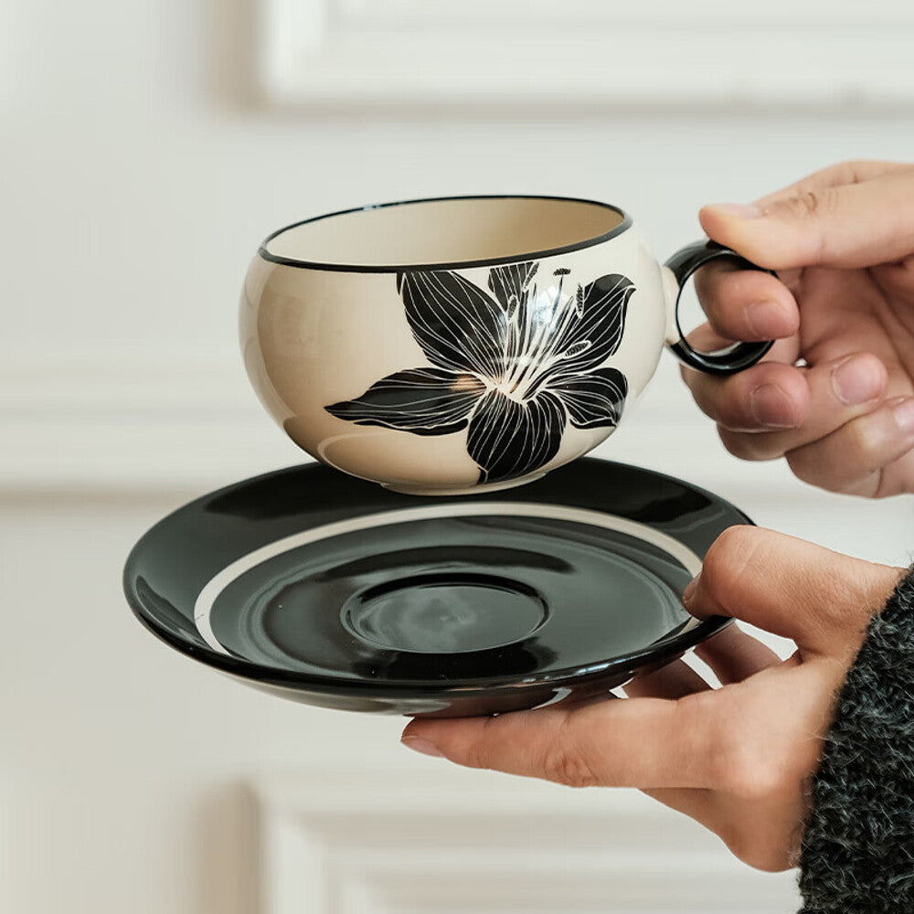 Modern-Housewife-Retro-Lily-Cup-and-Saucer-Set---Ink-Black-1