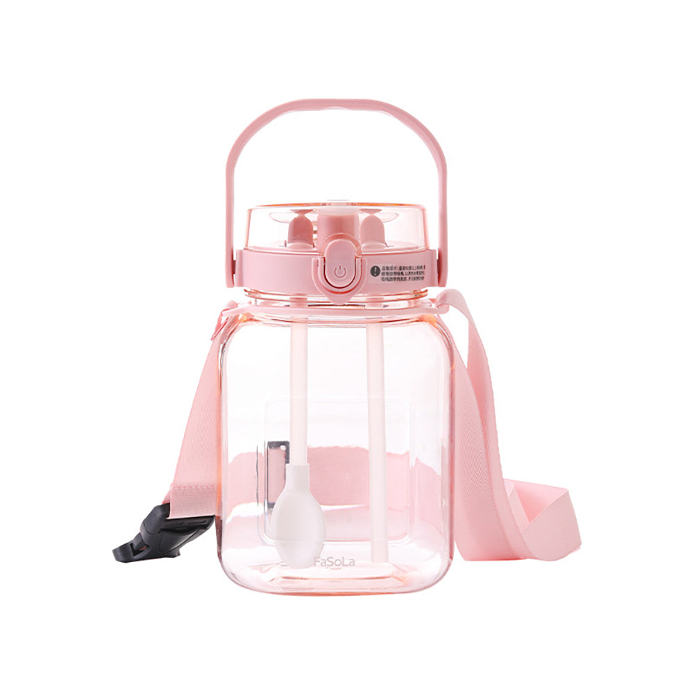 FaSoLa-Triple-Drinking-Spout-Water-Bottle-with-Strap---Pink,-1.3L-1