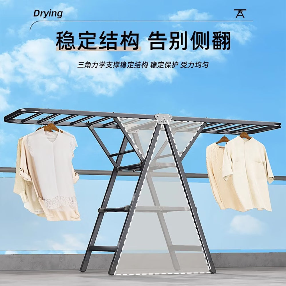 Youqin-Foldable-Clothes-Drying-Rack---Gunmetal-Grey,-1.5m,-Three-Tier-1