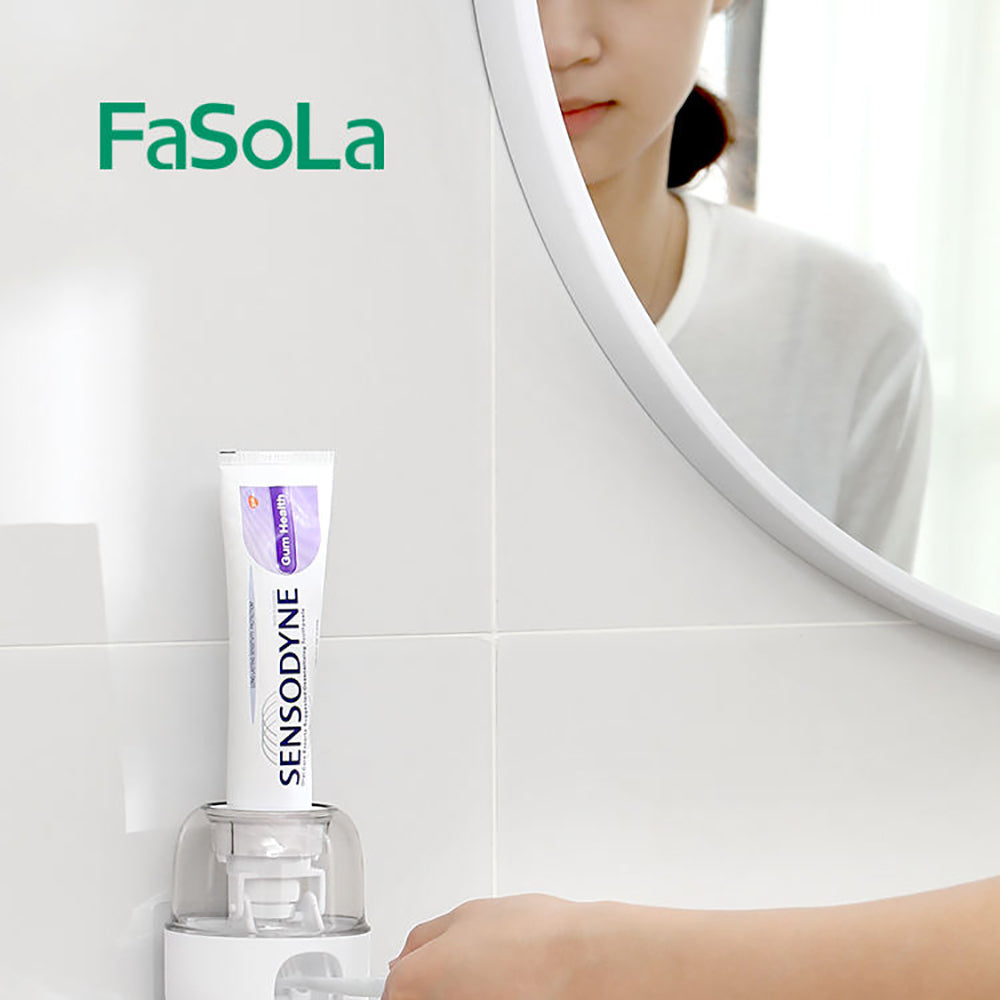 FaSoLa-Wall-Mounted-Toothpaste-Dispenser-for-Home-Use,-No-Drilling-Required,-White,-8.6*8.6*9.8cm-1