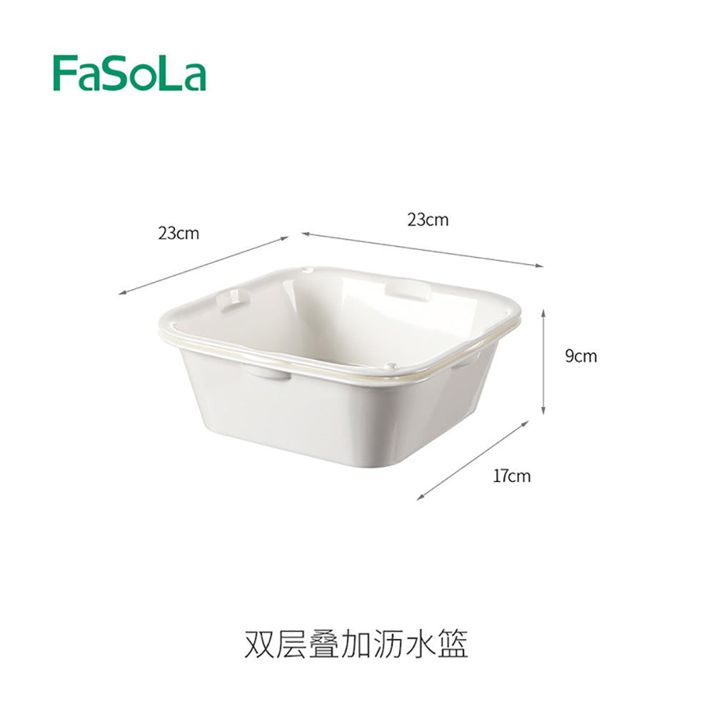 FaSoLa-Double-Layer-Stackable-Drain-Basket---White-1