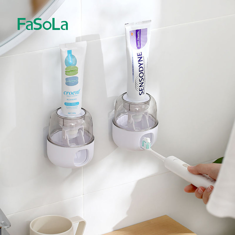 FaSoLa-Wall-Mounted-Toothpaste-Dispenser-for-Home-Use,-No-Drilling-Required,-White,-8.6*8.6*9.8cm-1