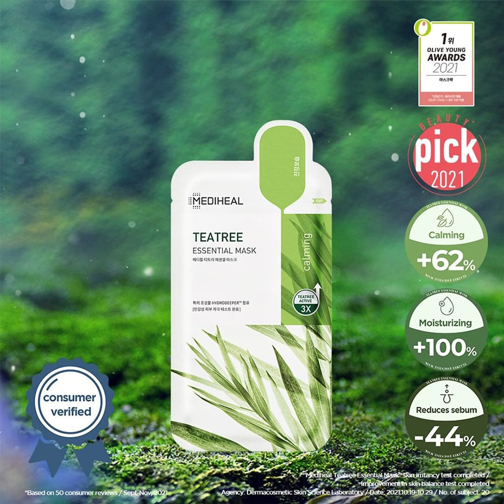 Mediheal-Tea-Tree-Essential-Mask---24ml,-Pack-of-10-1