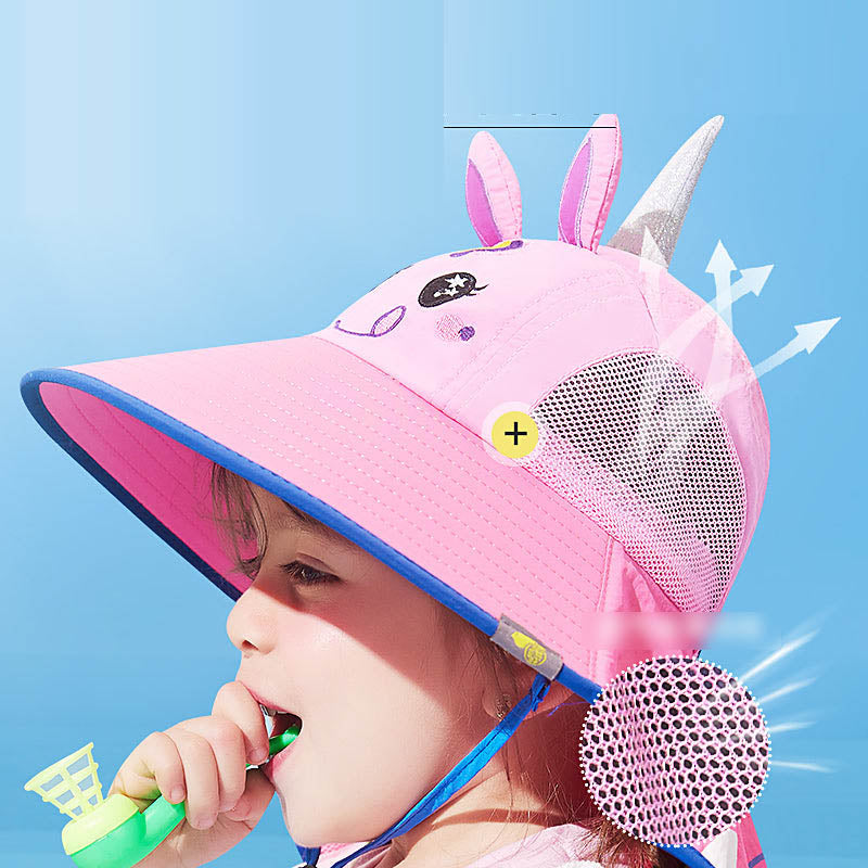 Lemonkid Children's Sun Hat with 3D Design and Whistle - Small, Orange and Blue Shark