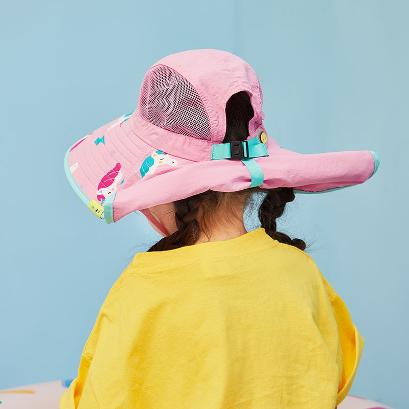 Lemonkid-Children's-Sun-Hat---Cherry-Blossom-Pink-Pony-(Small)-with-Large-Brim-&-Neck-Flap,-Whistle-Included-1